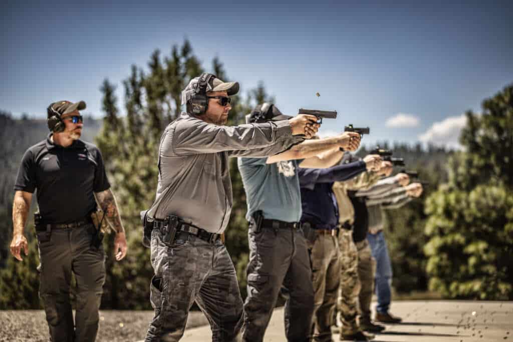 Thunder Ranch’s Perfect Storm course is a one-of-a-kind training experience that teams up with Rob Leatham, one of the greatest pistol shooters of all time, and Jason Burton, a world-renowned 1911 builder and seasoned Thunder Ranch instructor. Over three intense days, participants will build, refine, and perform advanced shooting skills within defensive scenarios, guided by Thunder Ranch’s expert staff.

The course starts with Clint Smith’s foundational lecture on awareness and personal defense, setting the stage for skill development. With an emphasis on shooting performance and technique, students will fire around 1200 rounds, benefiting from individual attention by Rob Leatham, a 30-time USPSA/IPSC National Champion and 8-time IPSC World Champion. The high-repetition environment ensures continuous engagement and active learning.

Participants will delve into interior tactics, receiving comprehensive instruction on applying these techniques in real-world scenarios. The course includes challenging drills on the square range and practical application runs in the Thunder Ranch shoot-house, The Terminator, to solidify skills.

This advanced course is reserved for previous DH1 graduates who maintain active practice and range time. Equivalent training may be considered upon approval. Students must have a strong grasp of firearm safety and proficiency in basic marksmanship, draw stroke, and gun handling skills.

Perfect Storm offers a rare opportunity to train with Rob Leatham and the exceptional Thunder Ranch staff in an immersive, high-tempo environment. This course is designed to push your limits and elevate your defensive shooting capabilities to the highest level.

This advanced course is reserved for previous DH1 graduates who maintain active practice and range time. Equivalent training may be considered upon approval. Students must have a strong grasp of firearm safety and proficiency in basic marksmanship, draw stroke, and gun handling skills.

Perfect Storm offers a rare opportunity to train with Rob Leatham and the exceptional Thunder Ranch staff in an immersive, high-tempo environment. This course is designed to push your limits and elevate your defensive shooting capabilities to the highest level.